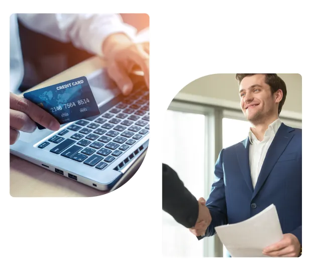 Banking advisor Shaking hands and Credit card